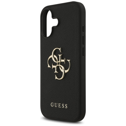 Funda para Apple iPhone 17, Guess, 4G Grained Big and Classic Logo, Negra