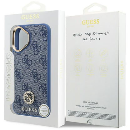 Funda para Apple iPhone 17, Guess, 4G Strass Logo, Azul.