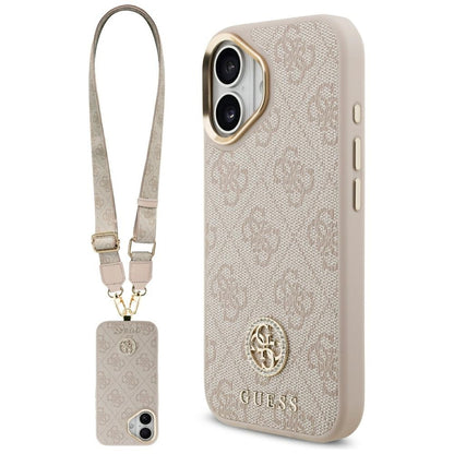 Funda para Apple iPhone 17, Guess, 4G Strass Logo and Big Strap, Rosa