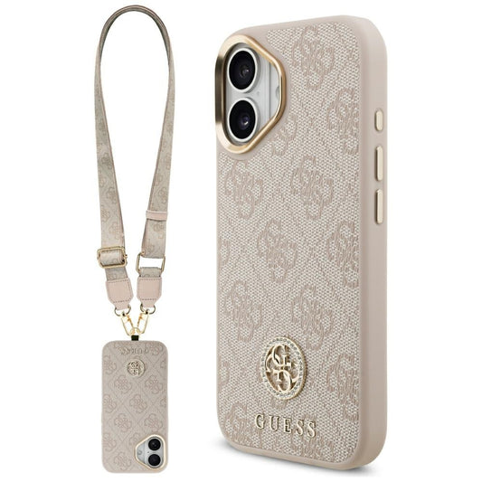 Funda para Apple iPhone 17, Guess, 4G Strass Logo and Big Strap, Rosa