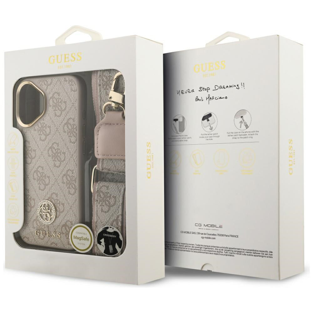 Funda para Apple iPhone 17, Guess, 4G Strass Logo and Big Strap, Rosa