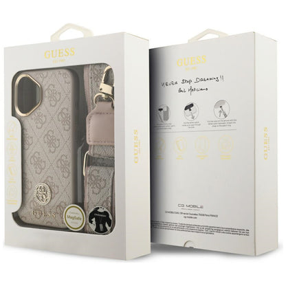 Funda para Apple iPhone 17, Guess, 4G Strass Logo and Big Strap, Rosa