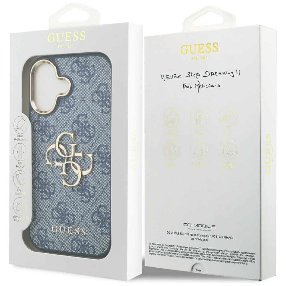 Funda para Apple iPhone 17, Guess, Big 4G Logo Classic, Azul Dorado