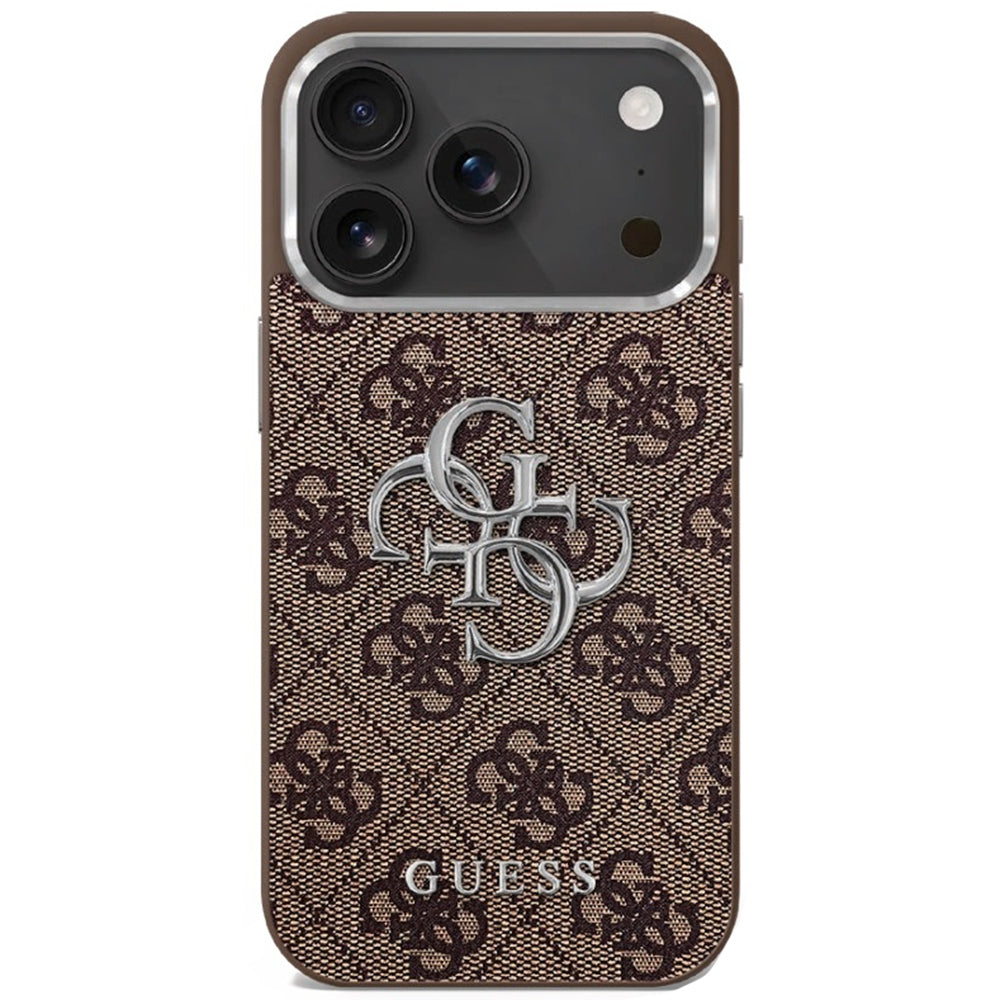 Funda para Apple iPhone 17, Guess, Big 4G Logo Classic, Marrón Plateado