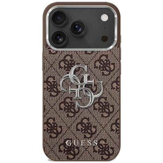 Funda para Apple iPhone 17, Guess, Big 4G Logo Classic, Marrón Plateado