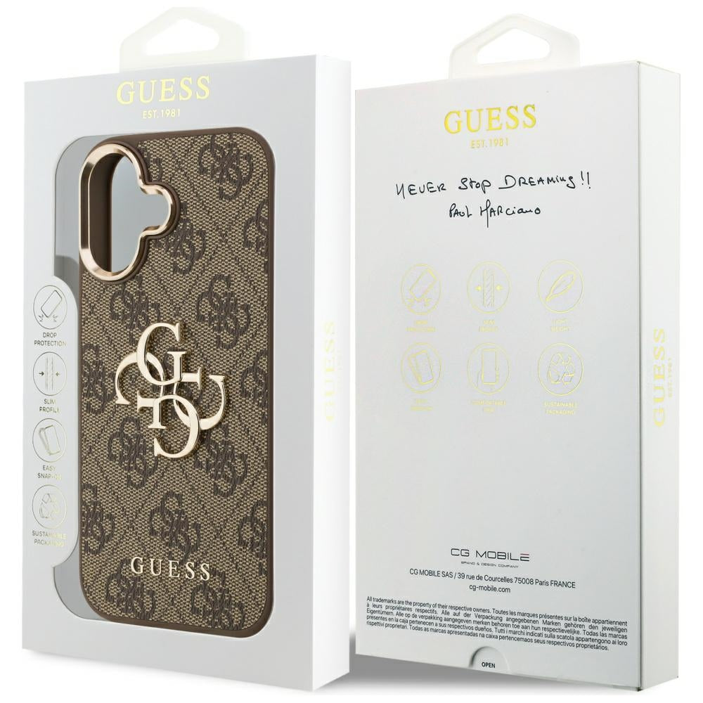 Funda para Apple iPhone 17, Guess, Big 4G Logo Classic, Marrón Dorado