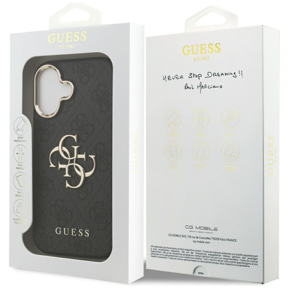 Funda para Apple iPhone 17, Guess, Big 4G Logo Classic, Negra Dorada