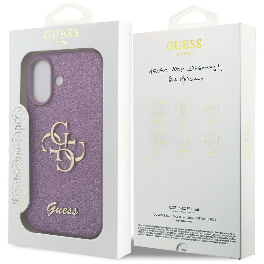 Funda para Apple iPhone 17, Guess, Fixed Glitter Big 4G, Morado