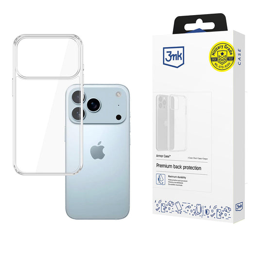 Funda para Apple iPhone 17 Pro, 3MK, Armor, Transparente