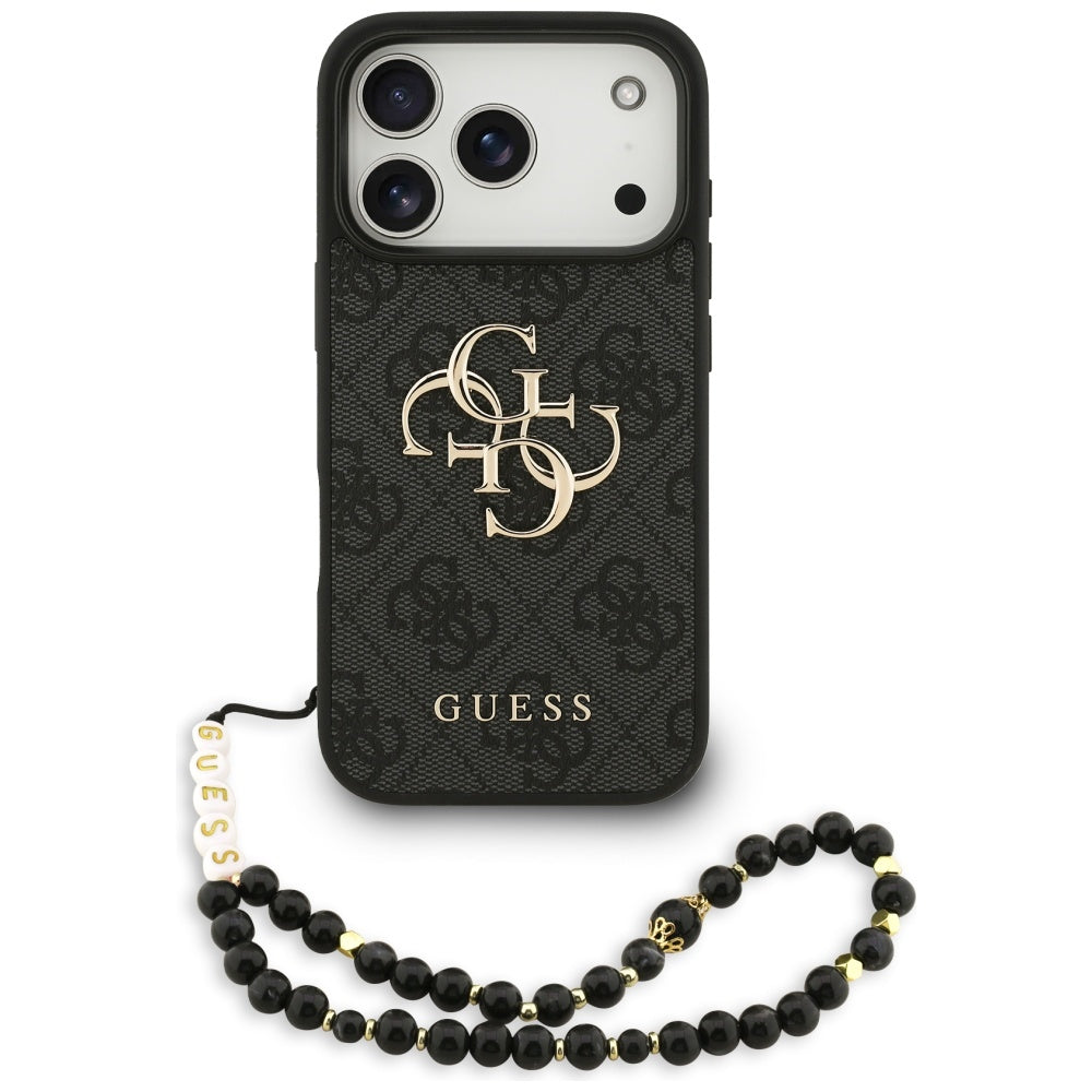Funda para Apple iPhone 17 Pro, Guess, 4G Classic Logo con Correa, Negra