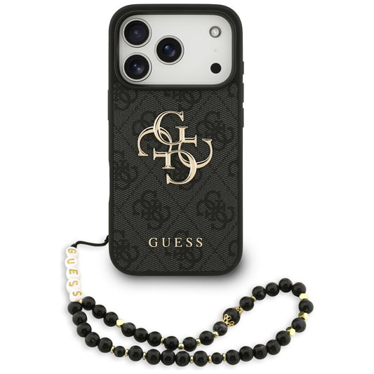 Funda para Apple iPhone 17 Pro, Guess, 4G Classic Logo con Correa, Negra