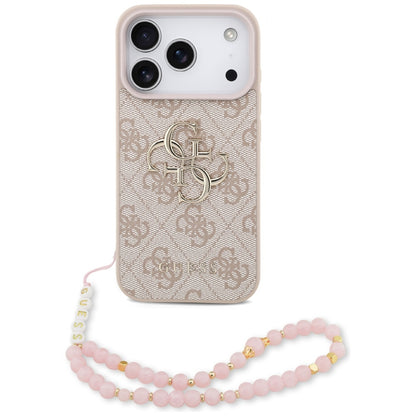 Funda para Apple iPhone 17 Pro, Guess, 4G Classic Logo con Correa, Rosa