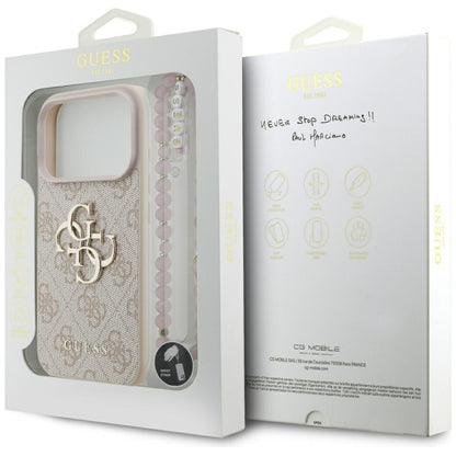 Funda para Apple iPhone 17 Pro, Guess, 4G Classic Logo con Correa, Rosa