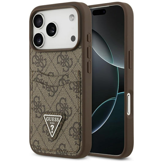 Funda para Apple iPhone 17 Pro, Guess, 4G Double Card Triangle, Marrón