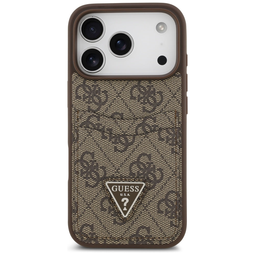 Funda para Apple iPhone 17 Pro, Guess, 4G Double Card Triangle, Marrón