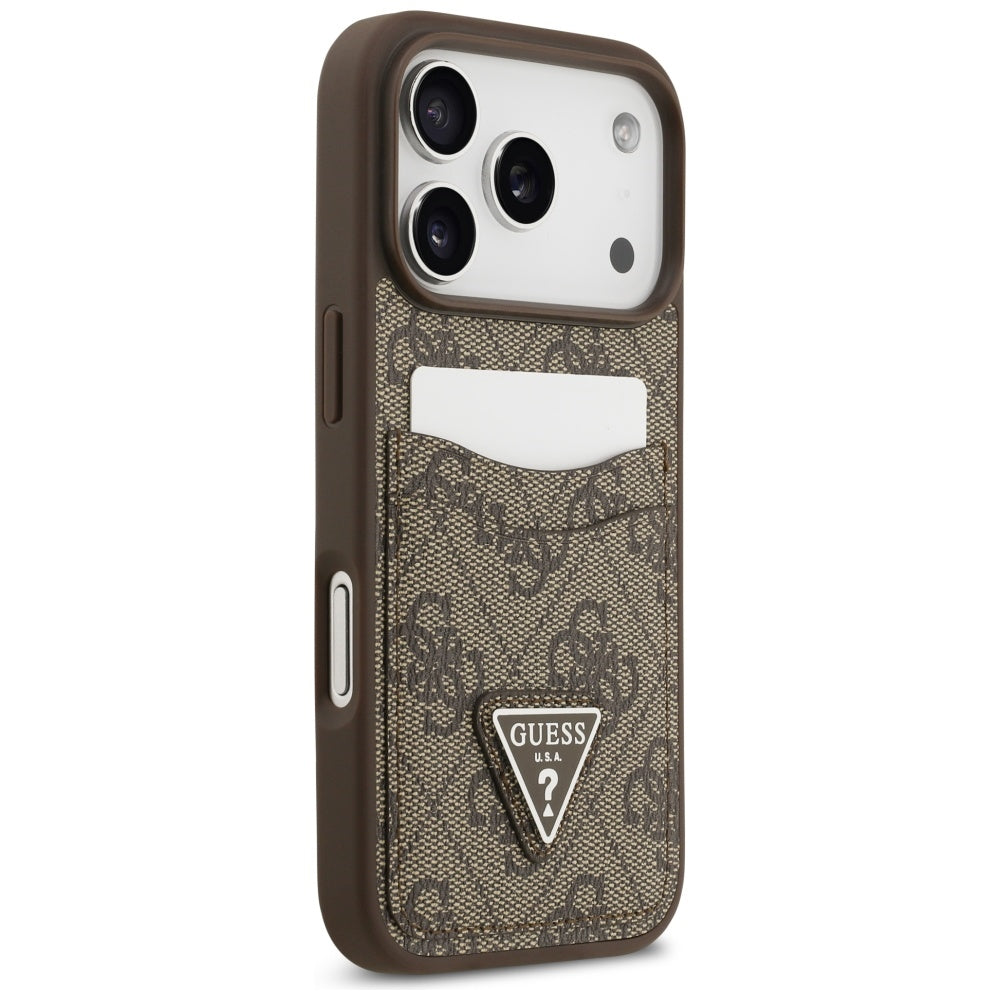 Funda para Apple iPhone 17 Pro, Guess, 4G Double Card Triangle, Marrón