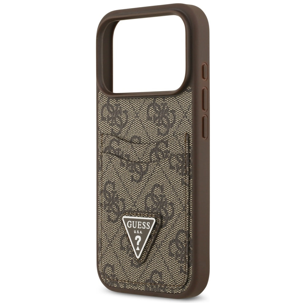 Funda para Apple iPhone 17 Pro, Guess, 4G Double Card Triangle, Marrón