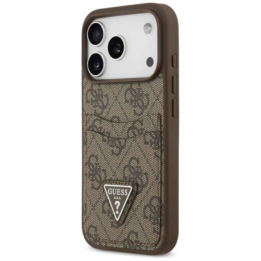 Funda para Apple iPhone 17 Pro, Guess, 4G Double Card Triangle, Marrón