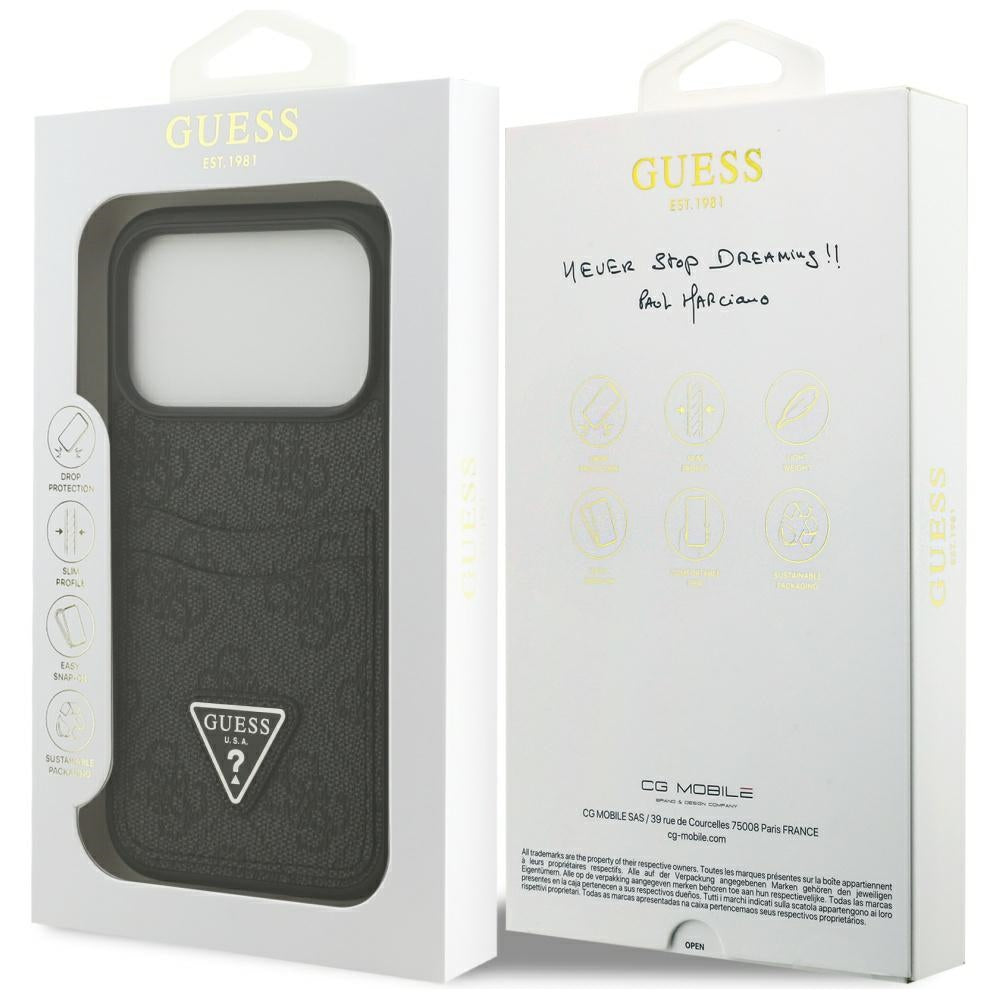 Funda para Apple iPhone 17 Pro, Guess, 4G Double Card Triangle, Negra