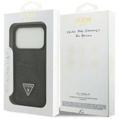 Funda para Apple iPhone 17 Pro, Guess, 4G Double Card Triangle, Negra