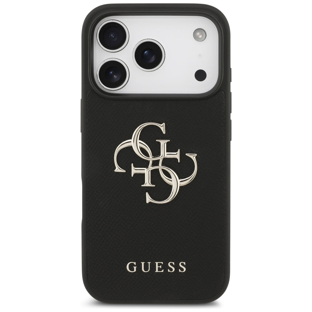 Funda para Apple iPhone 17 Pro, Guess, 4G Grained Big and Classic Logo, Negra