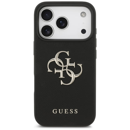 Funda para Apple iPhone 17 Pro, Guess, 4G Grained Big and Classic Logo, Negra