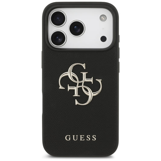 Funda para Apple iPhone 17 Pro, Guess, 4G Grained Big and Classic Logo, Negra