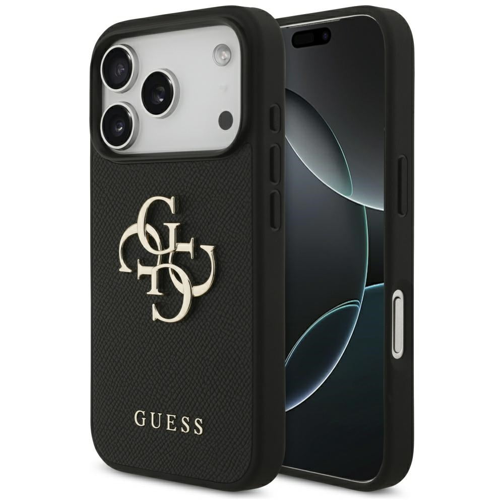 Funda para Apple iPhone 17 Pro, Guess, 4G Grained Big and Classic Logo, Negra
