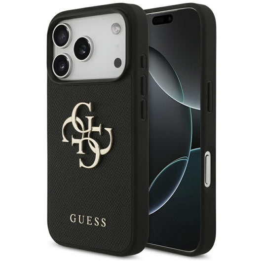 Funda para Apple iPhone 17 Pro, Guess, 4G Grained Big and Classic Logo, Negra