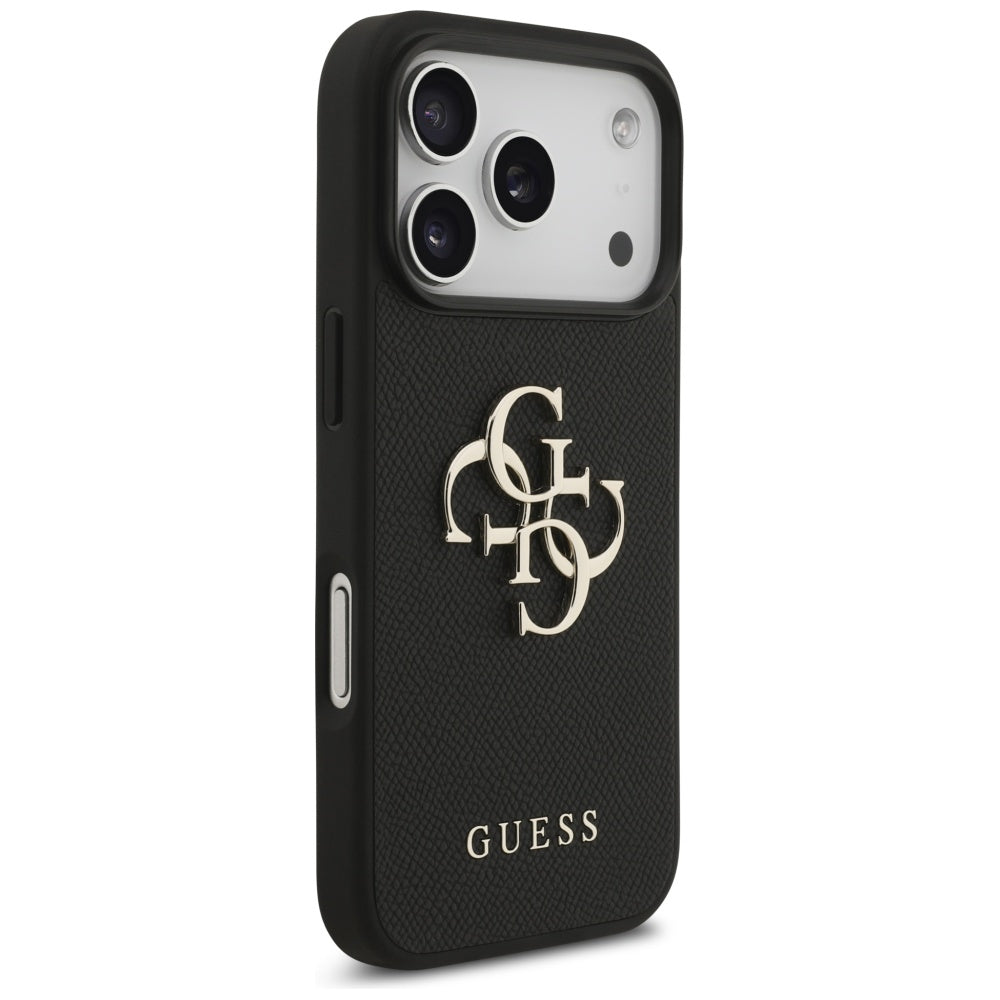 Funda para Apple iPhone 17 Pro, Guess, 4G Grained Big and Classic Logo, Negra