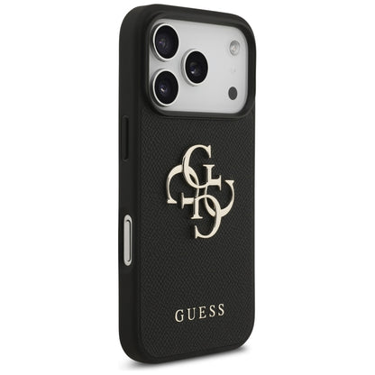 Funda para Apple iPhone 17 Pro, Guess, 4G Grained Big and Classic Logo, Negra