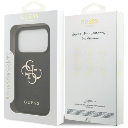 Funda para Apple iPhone 17 Pro, Guess, 4G Grained Big and Classic Logo, Negra