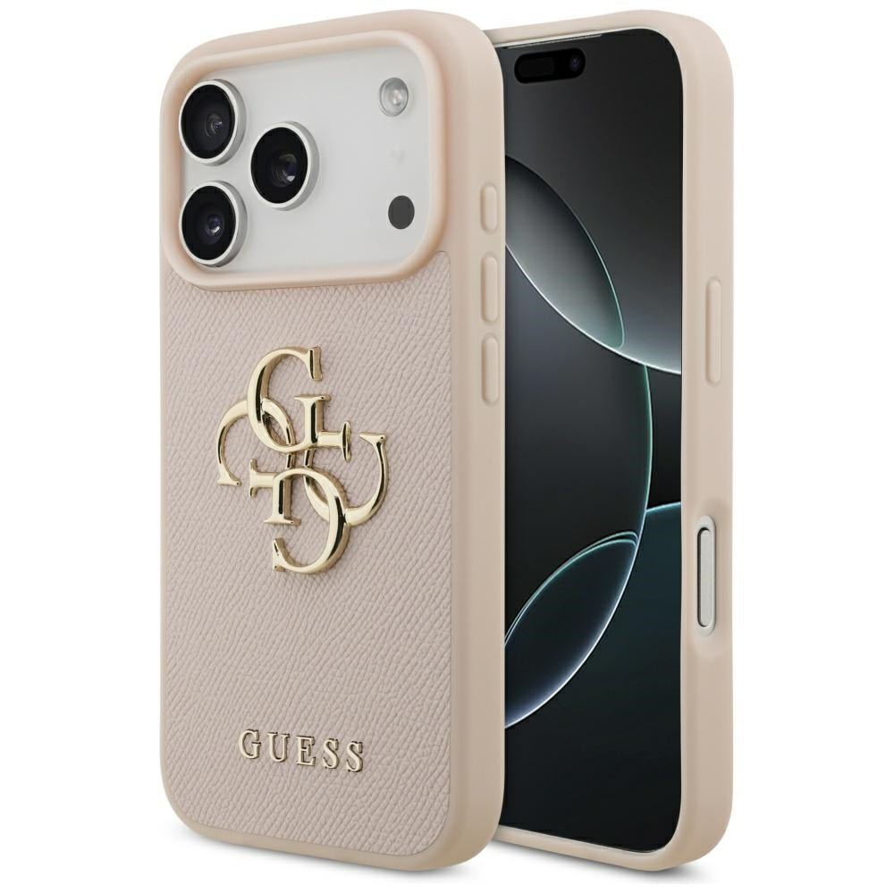 Funda para Apple iPhone 17 Pro, Guess, 4G Grained Big and Classic Logo, Rosa