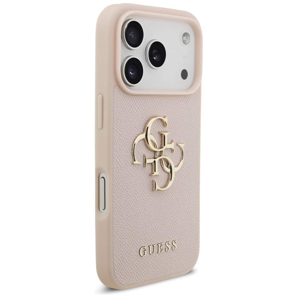 Funda para Apple iPhone 17 Pro, Guess, 4G Grained Big and Classic Logo, Rosa