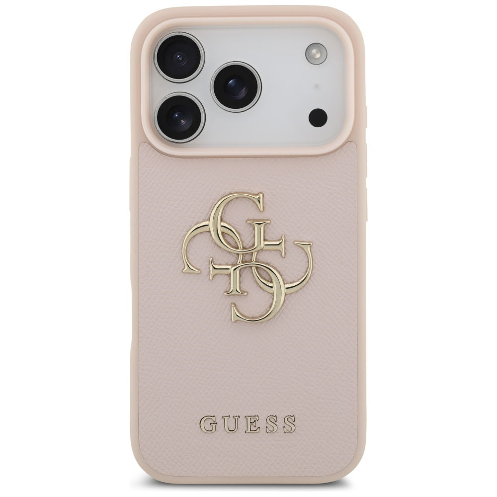 Funda para Apple iPhone 17 Pro, Guess, 4G Grained Big and Classic Logo, Rosa