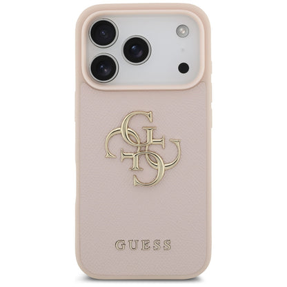 Funda para Apple iPhone 17 Pro, Guess, 4G Grained Big and Classic Logo, Rosa