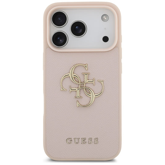 Funda para Apple iPhone 17 Pro, Guess, 4G Grained Big and Classic Logo, Rosa
