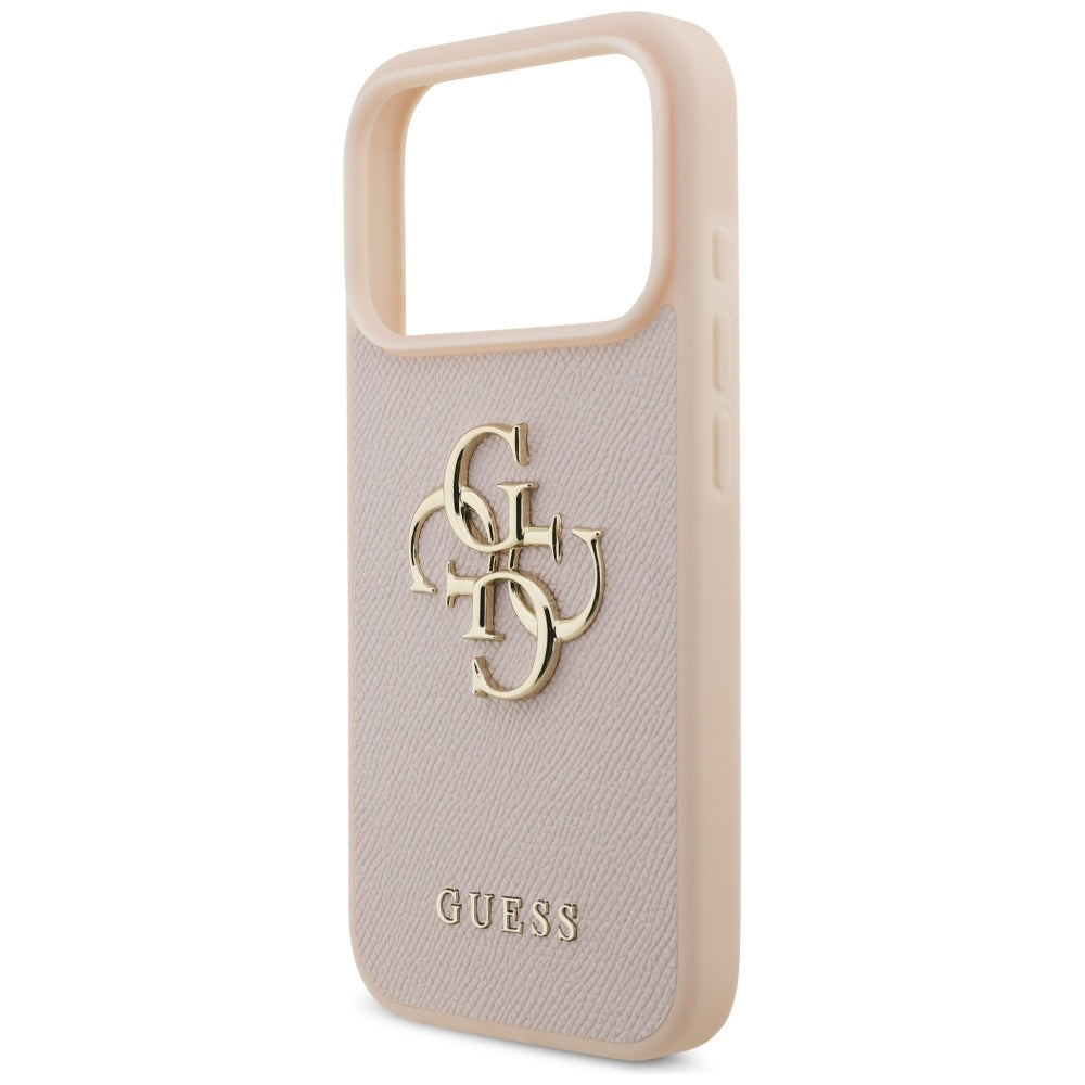 Funda para Apple iPhone 17 Pro, Guess, 4G Grained Big and Classic Logo, Rosa