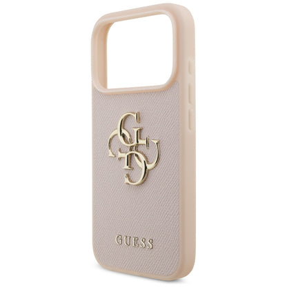 Funda para Apple iPhone 17 Pro, Guess, 4G Grained Big and Classic Logo, Rosa