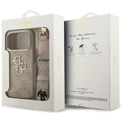 Funda para Apple iPhone 17 Pro, Guess, Big 4G Classic Logo with Big Strap, Rosa