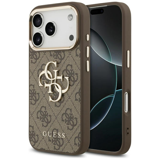 Funda para Apple iPhone 17 Pro, Guess, Big 4G Logo Classic, Marrón Dorado.