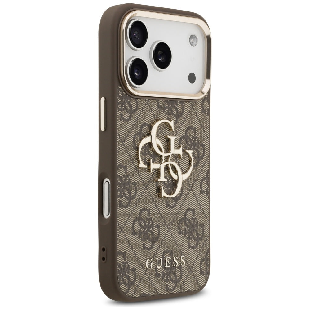 Funda para Apple iPhone 17 Pro, Guess, Big 4G Logo Classic, Marrón Dorado.
