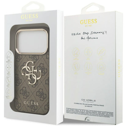 Funda para Apple iPhone 17 Pro, Guess, Big 4G Logo Classic, Marrón Dorado.