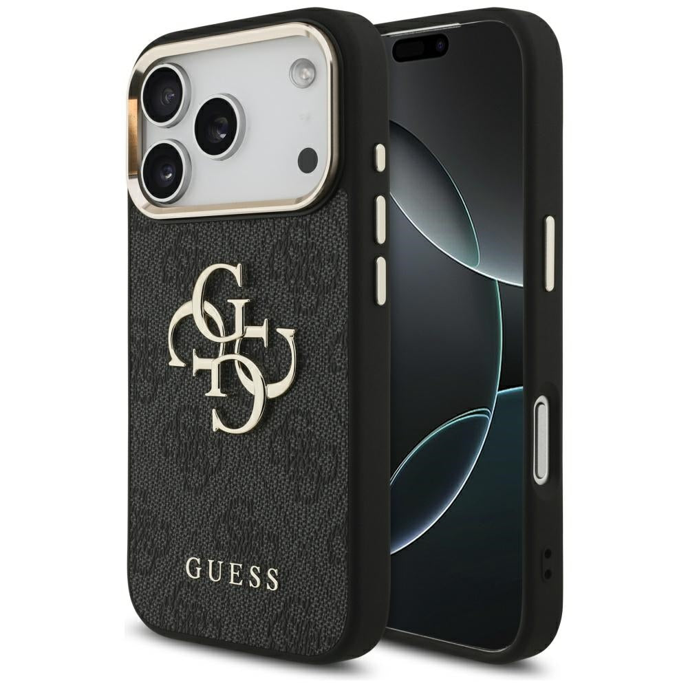 Funda para Apple iPhone 17 Pro, Guess, Big 4G Logo Classic, Negra Dorada