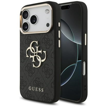 Funda para Apple iPhone 17 Pro, Guess, Big 4G Logo Classic, Negra Dorada