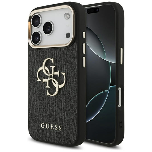 Funda para Apple iPhone 17 Pro, Guess, Big 4G Logo Classic, Negra Dorada