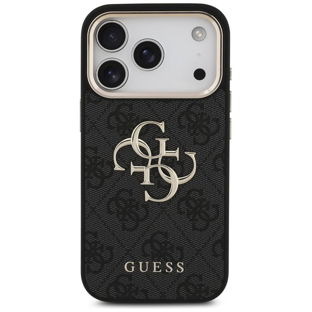 Funda para Apple iPhone 17 Pro, Guess, Big 4G Logo Classic, Negra Dorada