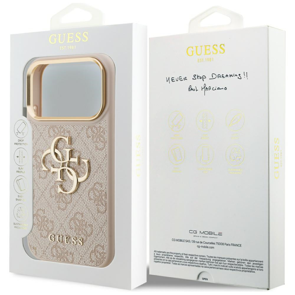 Funda para Apple iPhone 17 Pro, Guess, Big 4G Logo Classic, Rosa Dorado