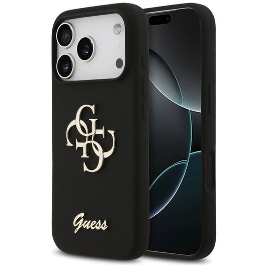 Funda para Apple iPhone 17 Pro, Guess, Big 4G Script, Negra