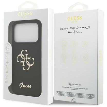 Funda para Apple iPhone 17 Pro, Guess, Big 4G Script, Negra
